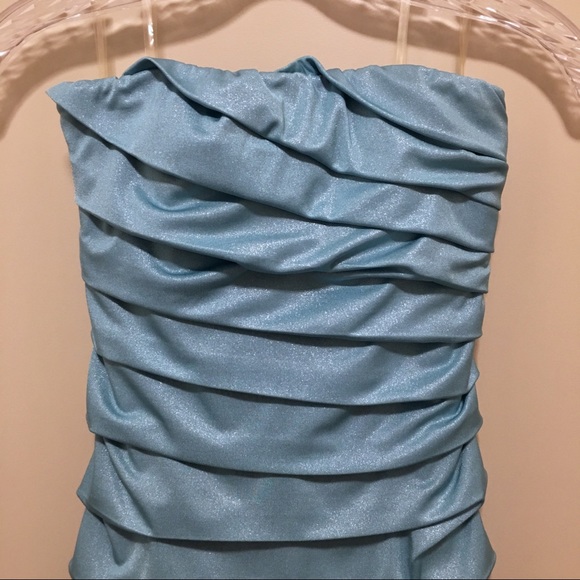 Speechless shimmer light blue strapless mini dress - Picture 2 of 5